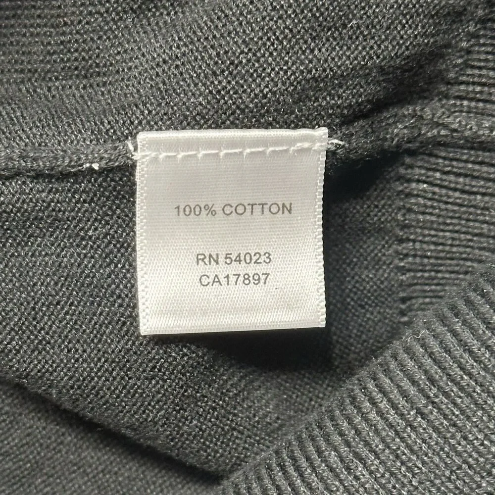 Banana Republic Mens Small Quarter Zip Sweater Black Cotton Chest Pocket NWT